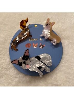 Piper K Dog Dachshund Boston Terrier Corgie Claw Hair Clips New With Tags